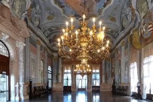 The Salon inside the Rezzonico Palace in Venice, Italy.