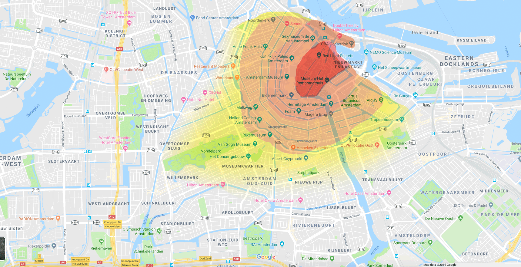 Amsterdam Tourist Heat Map