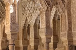 The Alhambra's beautiful interior Moorish architecture.