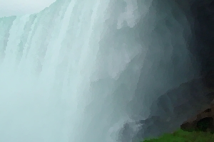A by point of view by the entrance of a Journey Behind the Falls.