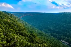 The New River Gorge Bridge across the New River in West Virginia.